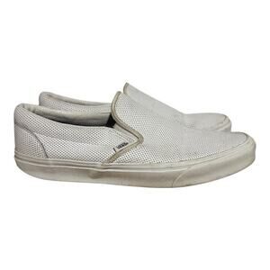 Vans Slip On Leather Perforated Sneakers Men's 12 White Classic Low Top Skate